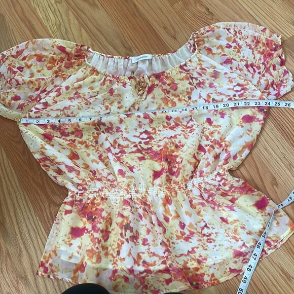 Calvin Klein floral peplum elastic top blouse size XL - Picture 5 of 7